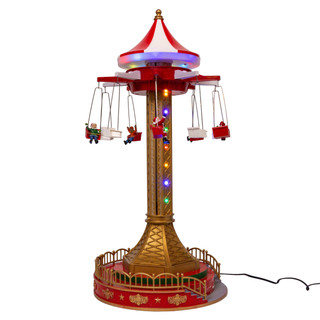 Thumbnail 3: Kurt Adler  20.5 in. Musical Moving LED Drop Tower With 5 Figures 
