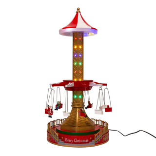 Thumbnail 1: Kurt Adler  20.5 in. Musical Moving LED Drop Tower With 5 Figures 