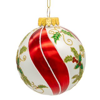 Thumbnail 3: Kurt Adler 6 Pc. Glass Red, White & Green Holly Berry Ball Ornament Box 