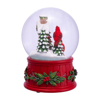 Thumbnail 3: Kurt Adler  100MM Wind-Up Musical Cardinals With Tree Water Globe 