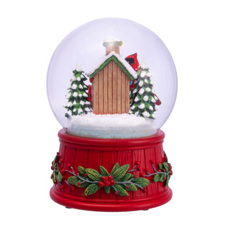 Thumbnail 5: Kurt Adler  100MM Wind-Up Musical Cardinals With Tree Water Globe 