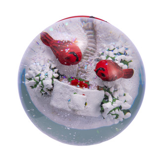 Thumbnail 6: Kurt Adler  100MM Wind-Up Musical Cardinals With Tree Water Globe 