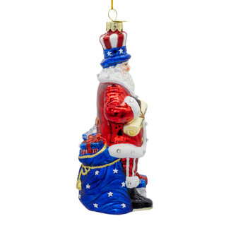 Thumbnail 1: Kurt Adler Bellissimo Glass Patriotic Santa Ornament 