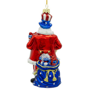 Thumbnail 4: Kurt Adler Bellissimo Glass Patriotic Santa Ornament 