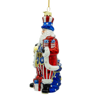 Thumbnail 5: Kurt Adler Bellissimo Glass Patriotic Santa Ornament 