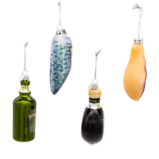 Thumbnail 3: Kurt Adler Noble Gems 4 Pc.  Glass Italian Food Ornament Set 