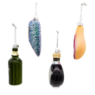 Thumbnail 6: Kurt Adler Noble Gems 4 Pc.  Glass Italian Food Ornament Set 