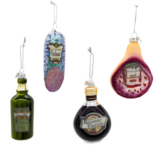 Thumbnail 1: Kurt Adler Noble Gems 4 Pc.  Glass Italian Food Ornament Set 
