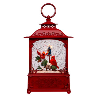 Thumbnail 1: Kurt Adler  LED Cardinals On Tree Branch Spinning Glitter Water Lantern 