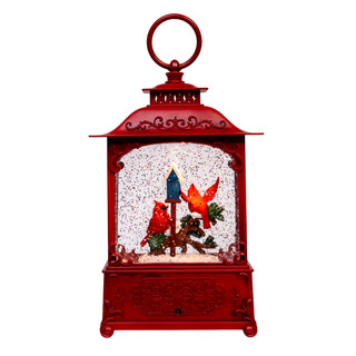 Thumbnail 3: Kurt Adler  LED Cardinals On Tree Branch Spinning Glitter Water Lantern 