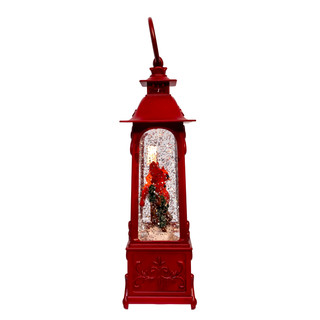 Thumbnail 6: Kurt Adler  LED Cardinals On Tree Branch Spinning Glitter Water Lantern 