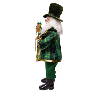Thumbnail 6: Kurt Adler 18 in. KSA Kringles Irish Santa With Shamrock Staff 