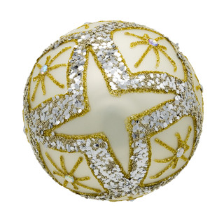 Thumbnail 2: Kurt Adler 6 Pc. Gold & Silver Criss-Cross Glitter Design Set 