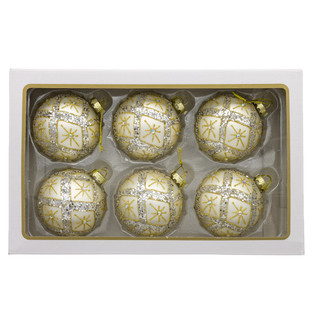 Thumbnail 1: Kurt Adler 6 Pc. Gold & Silver Criss-Cross Glitter Design Set 