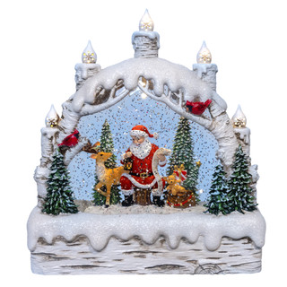 Thumbnail 1: Kurt Adler USB LED Candles Birch Tree With Santa & Tree Water Lantern 