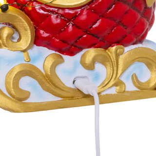 Thumbnail 5: Kurt Adler Musical Lighted USB Santa On Sleigh Moving Deer Table Piece 