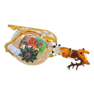 Thumbnail 6: Kurt Adler Musical Lighted USB Santa On Sleigh Moving Deer Table Piece 
