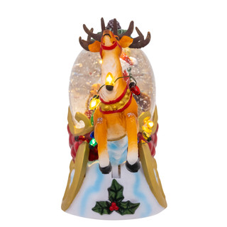 Thumbnail 8: Kurt Adler Musical Lighted USB Santa On Sleigh Moving Deer Table Piece 