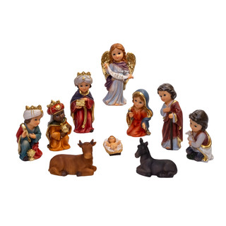 Thumbnail 1: Kurt Adler Kurt Adler 11 Pc. Nativity Set With Gold Detailing Set 