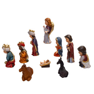 Thumbnail 2: Kurt Adler Kurt Adler 11 Pc. Nativity Set With Gold Detailing Set 