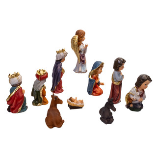 Thumbnail 3: Kurt Adler Kurt Adler 11 Pc. Nativity Set With Gold Detailing Set 