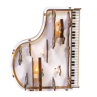 Thumbnail 4: Kurt Adler 6.3 in. LED Lighted Piano With Village Scene & Santa 