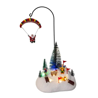 Thumbnail 1: Kurt Adler  13.2 in. Musical LED Parachute Santa Skiing Table Piece 