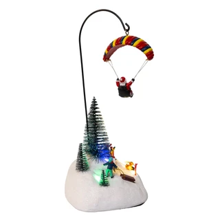 Thumbnail 5: Kurt Adler  13.2 in. Musical LED Parachute Santa Skiing Table Piece 