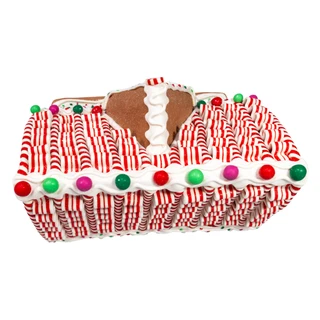 Thumbnail 4: Kurt Adler 14 in. Battery Operated Candy Stripe Gingerbread House 