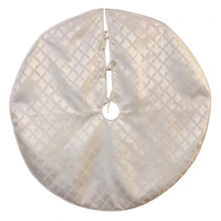 Thumbnail 1: Kurt Adler Kurt Adler 48 in. Silver Jacquard Tree Skirt 
