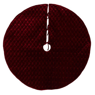 Thumbnail 1: Kurt Adler Kurt Adler 48 in. Quilted Burgundy Velvet Tree Skirt 