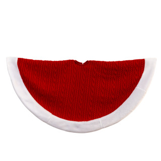 Thumbnail 4: Kurt Adler 48 in. Red Cable Knit With White Faux Fur Border Tree Skirt 