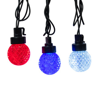 Thumbnail 2: Kurt Adler 20 Pc. G40 Faceted Red, Pure White & Blue LED Light Set 