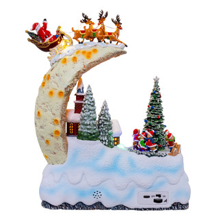 Thumbnail 3: Kurt Adler 11 in. Lighted USB Santa On Sled With Deer Table Piece 