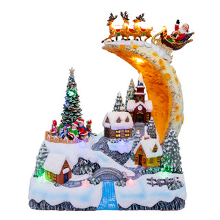 Thumbnail 1: Kurt Adler 11 in. Lighted USB Santa On Sled With Deer Table Piece 