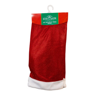 Thumbnail 2: Kurt Adler 48 in. Red Glitter With Faux Fur Border Tree Skirt 