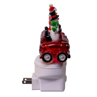 Thumbnail 4: Kurt Adler Kurt Adler Snowman & Santa With Car LED Night Light 