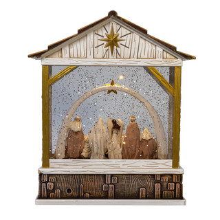 Thumbnail 8: Kurt Adler LED Courtyard Nativity Scene With Glitter Water Lantern 