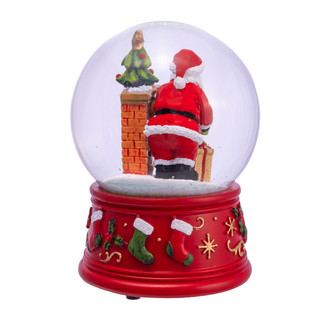 Thumbnail 3: Kurt Adler 100MM Wind-Up Musical Santa With Fireplace Water Globe 