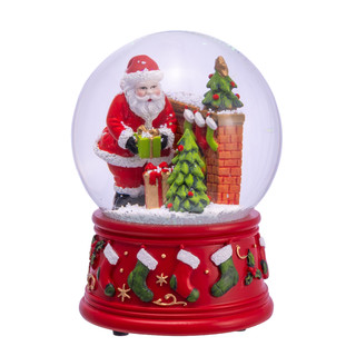 Thumbnail 4: Kurt Adler 100MM Wind-Up Musical Santa With Fireplace Water Globe 