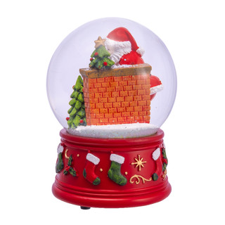 Thumbnail 5: Kurt Adler 100MM Wind-Up Musical Santa With Fireplace Water Globe 