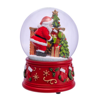 Thumbnail 7: Kurt Adler 100MM Wind-Up Musical Santa With Fireplace Water Globe 