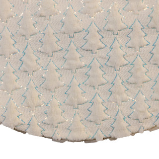 Thumbnail 2: Kurt Adler 48 in. White Faux Fur & Iridescent Sequined Trees Tree Skirt 