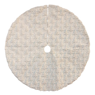 Thumbnail 1: Kurt Adler 48 in. White Faux Fur & Iridescent Sequined Trees Tree Skirt 