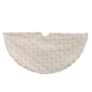 Thumbnail 3: Kurt Adler 48 in. White Faux Fur & Iridescent Sequined Trees Tree Skirt 