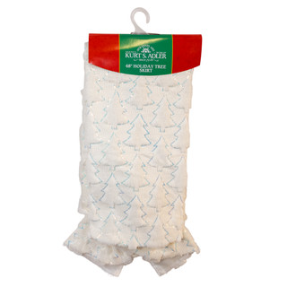 Thumbnail 5: Kurt Adler 48 in. White Faux Fur & Iridescent Sequined Trees Tree Skirt 