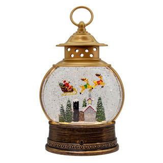 Thumbnail 5: Kurt Adler 10 in. Lighted Santa On Sleigh With  Glitter Water Lantern 