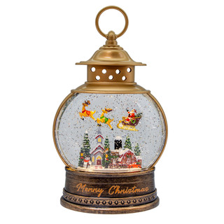 Thumbnail 1: Kurt Adler 10 in. Lighted Santa On Sleigh With  Glitter Water Lantern 