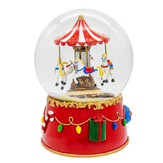 Thumbnail 3: Kurt Adler  120MM Wind-Up Musical Revolving Carousel Water Globe 