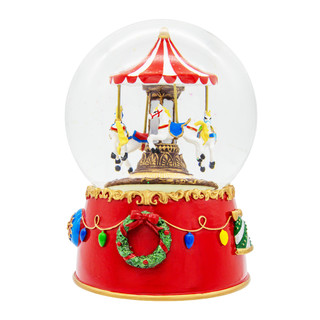 Thumbnail 6: Kurt Adler  120MM Wind-Up Musical Revolving Carousel Water Globe 